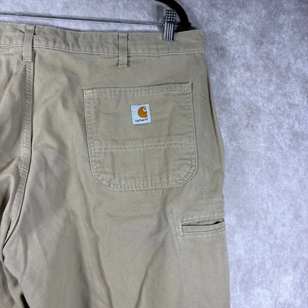 Carhartt Canvas Khaki Relaxed Fit Pants Mens Size 40X32 Beige Workwear Carpenter
